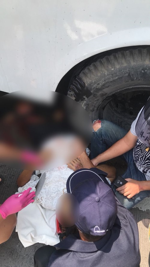 หญิงถูกรถเมล์ทับขาขาด