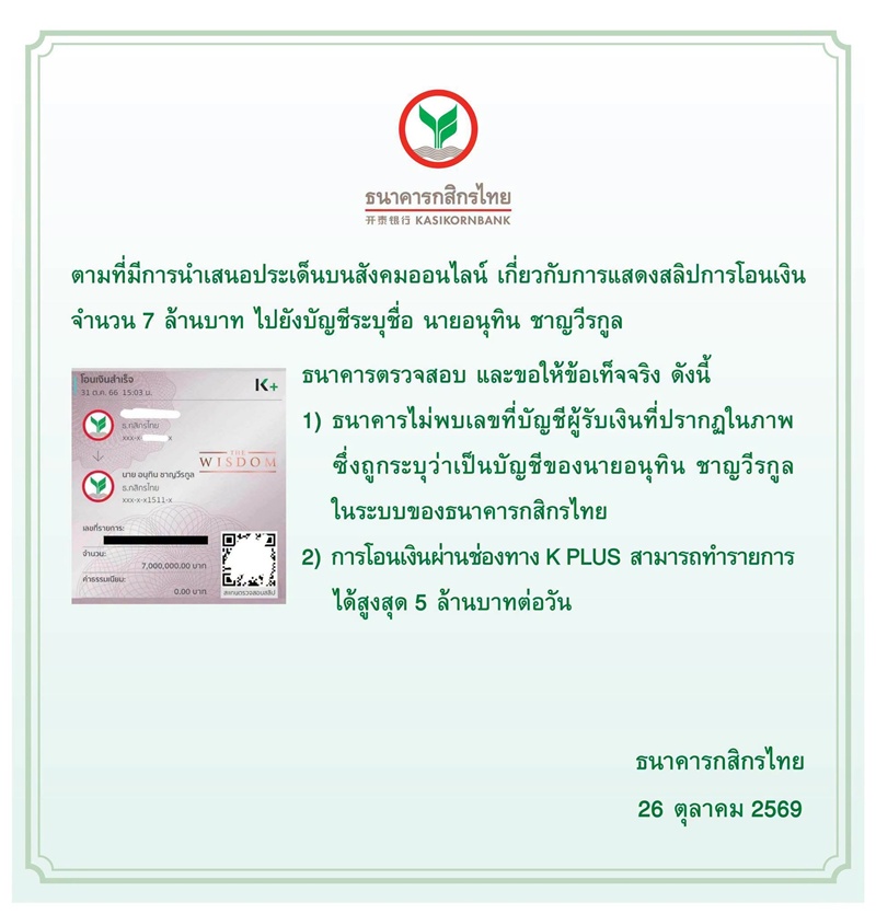 อนุทิน ปมสลิปปลอม อนุทิน ปมสลิปปลอม