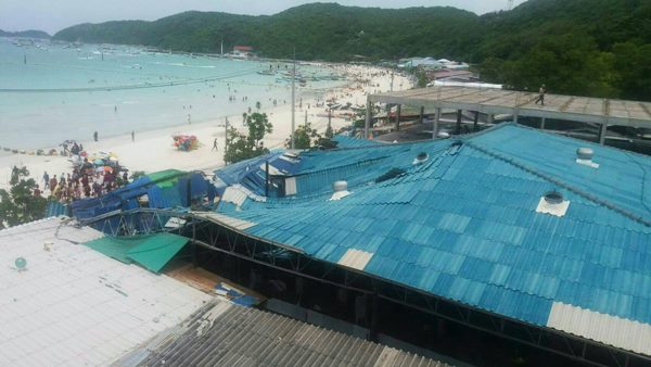 หลังคาโรงแรมถล่ม หาดตาแหวน เกาะล้าน