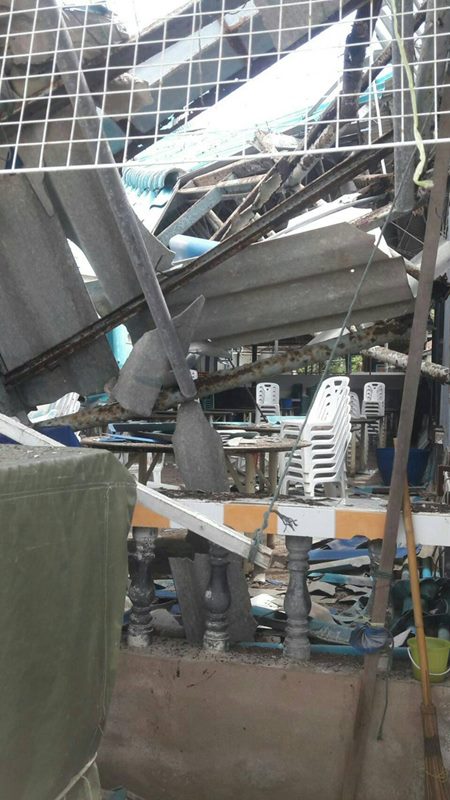 หลังคาโรงแรมถล่ม หาดตาแหวน เกาะล้าน