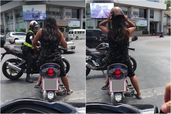  สาวโชว์เปรี้ยวเบิ้ลรถลั่นถนน ก่อนเงิบถูกจับไม่สวมหมวกกันน็อก