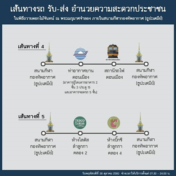 กองทัพอากาศ เชิญ ปชช. ร่วมวางดอกไม้จันทน์ บริการรถรับ-ส่งฟรี
