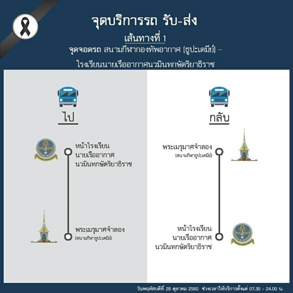 กองทัพอากาศ เชิญ ปชช. ร่วมวางดอกไม้จันทน์ บริการรถรับ-ส่งฟรี