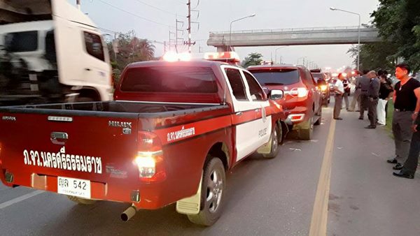 รถตำรวจชนกัน 4 คันรวด