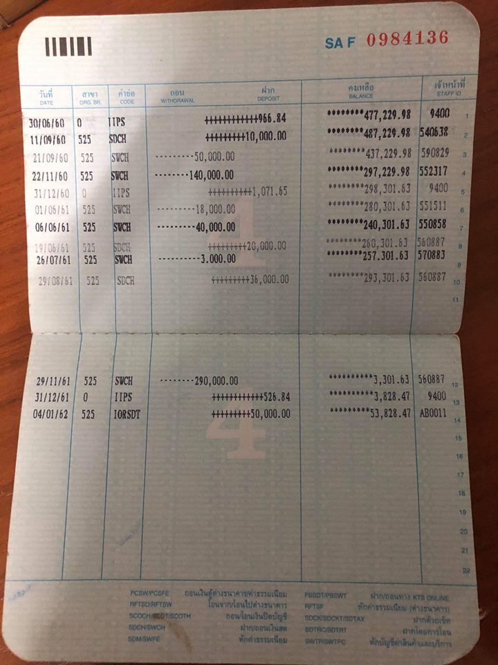 เงินในธนาคารหาย