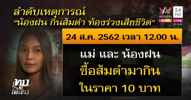 เด็กกินส้มตำแล้วตาย