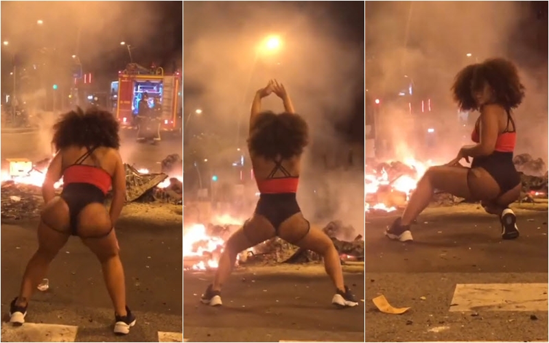 แดนเซอร์เต้น twerking ในการประท้วง