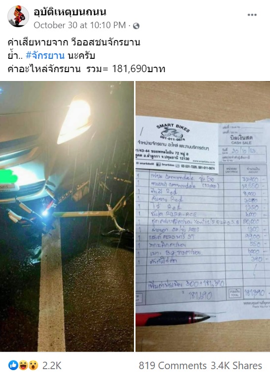 รถเก๋งชนจักรยาน