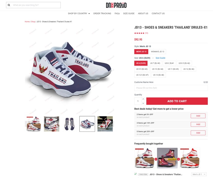 รองเท้าตราครุฑ ลายธงชาติไทย