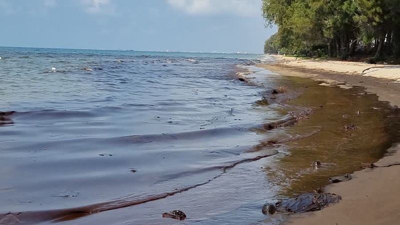 คราบน้ำมัน หาดแม่รำพึง