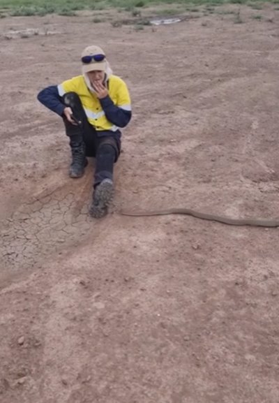 งูเลื้อยผ่านขา