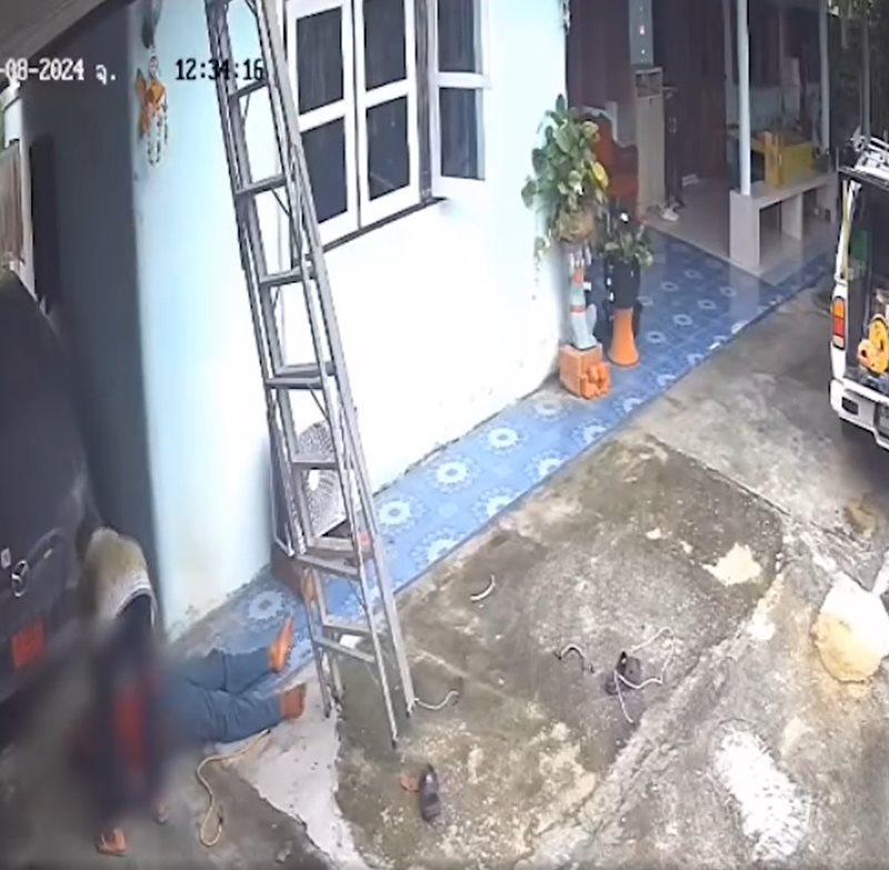 ยายฮีโร่ช่วยช่างโดนไฟดูด