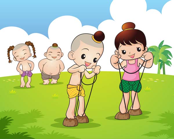 เดินกะลา การละเล่นพื้นบ้าน