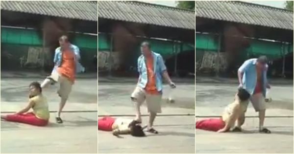 ผัวโหดเตะก้านคอเมีย