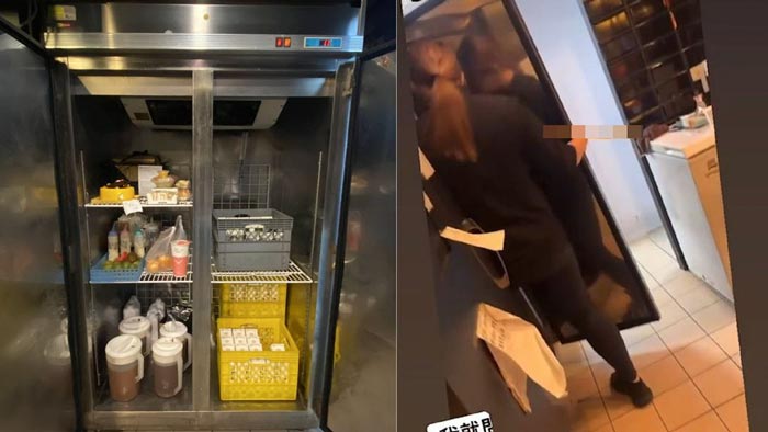 คนเข้าไปอยู่ในตู้เย็นห้องครัวร้านค้า