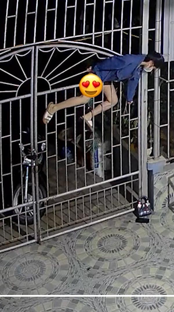 ปีนลอดรั้วเข้าบ้าน