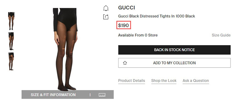 Gucci ขายถุงน่องขาด