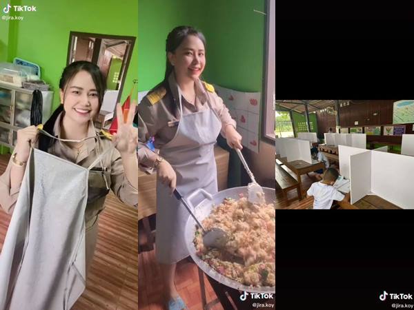 ครูทำอาหารให้นักเรียน