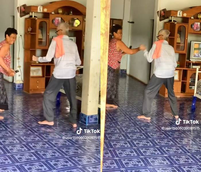 คลิปน่ารัก ตายายแย่งรีโมต