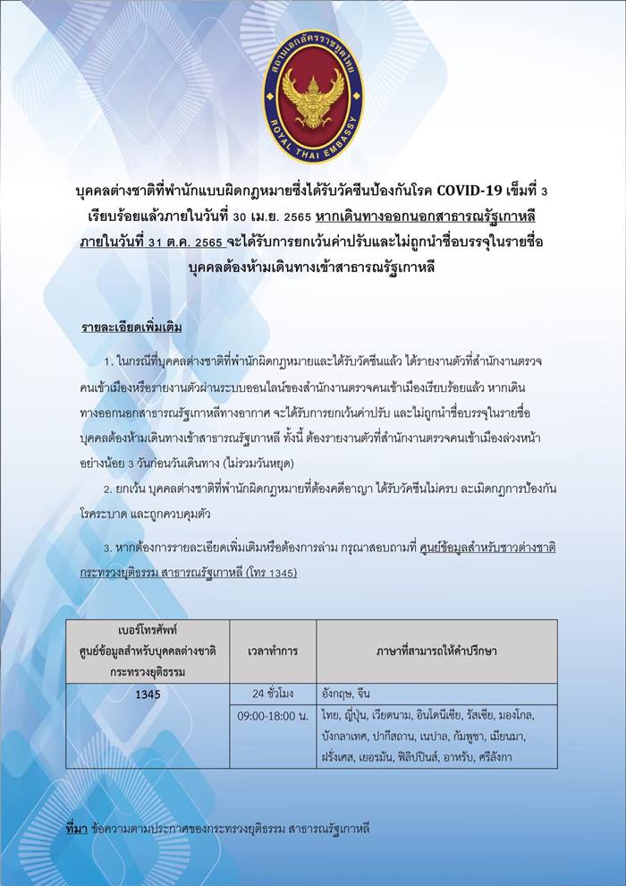 ผีน้อยกลับไทย ก่อน 31 ตุลาคม 2565 ไม่ติดแบล็กลิสต์ 