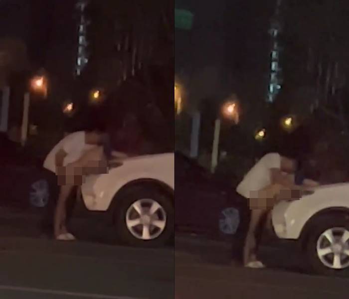 คู่รักจัดหนักริมทาง