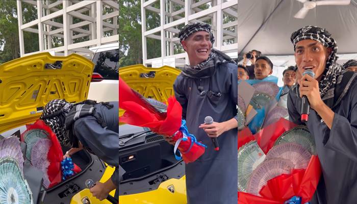 หนุ่มหอบช่อเงินสดให้บ่าวสาว เกือบล้าน