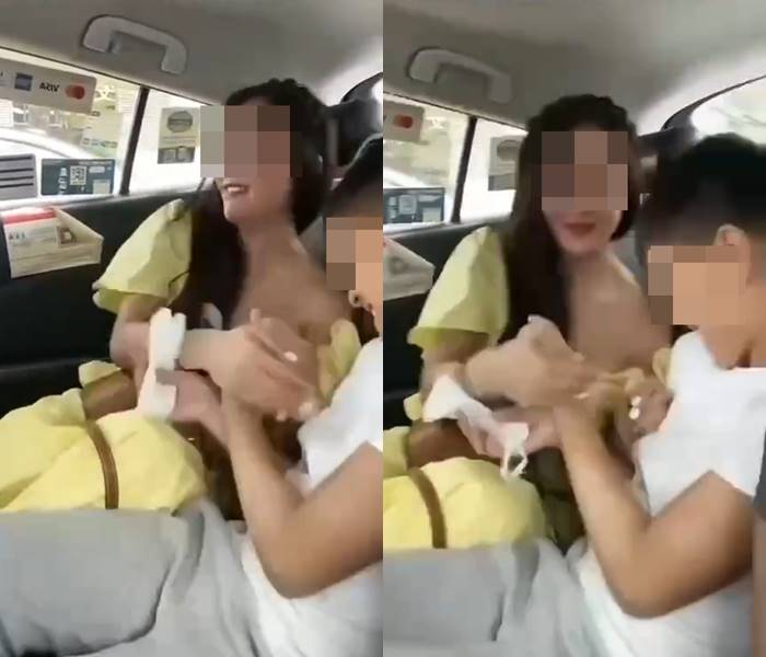 แม่คนดังโซเชียล ปล่อยลูกเล่นดึงเสื้อเปิดเต้า จูบปาก 