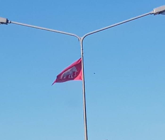 ธงแดงกลางเสาไฟรังสิต