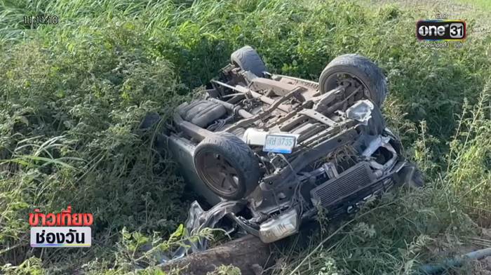 รถแหกโค้ง ลูกทะลุกระจกดับ