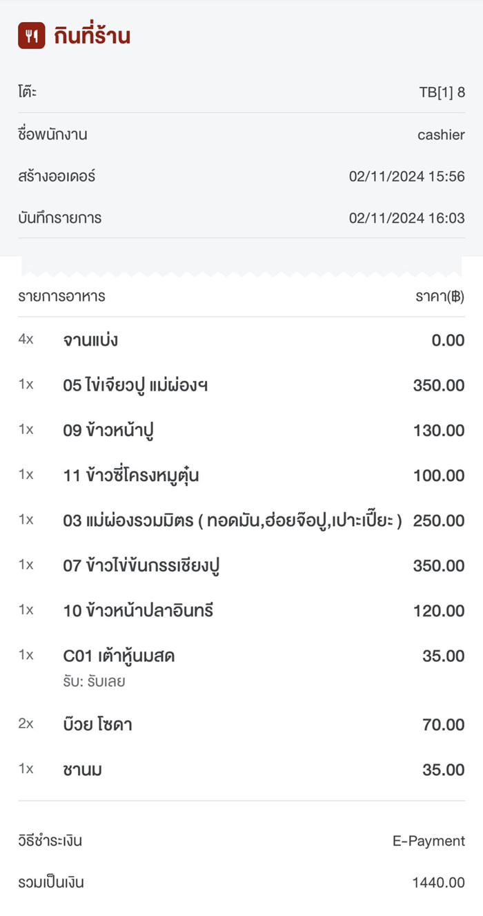 รีวิวร้านอาหาร 1 ดาว