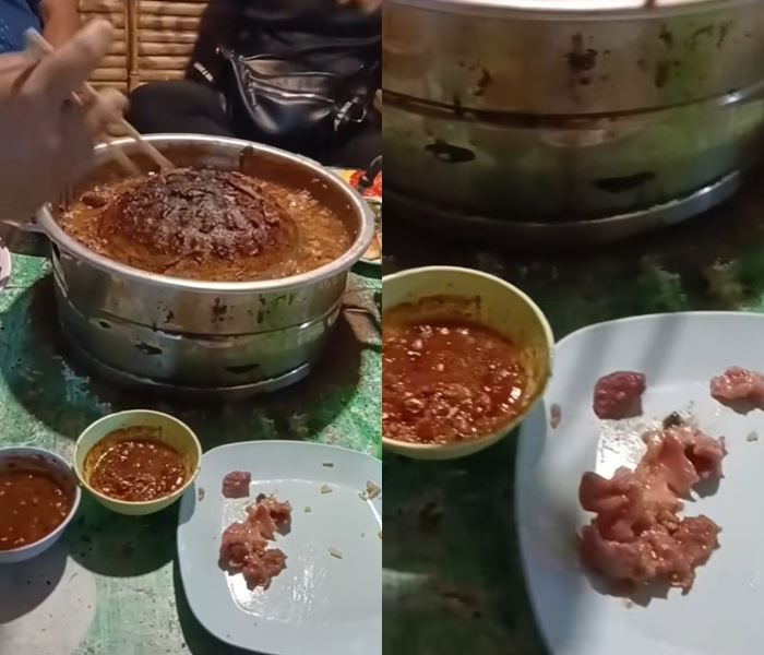 ร้านหมูกระทะ  คีบเศษเนื้อปรับ 36 บาท