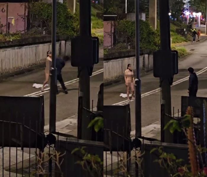 สาวทะเลาะแฟน แก้ผ้ากลางถนน