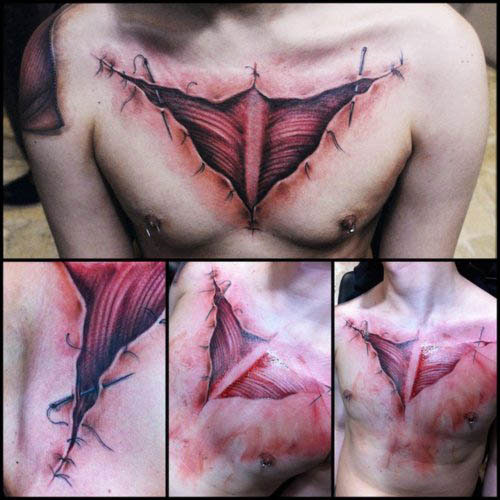 ศิลปินเวเนฯ รังสรรค์รอยสัก 3 มิติ ฉีกเนื้อหนังสยอง