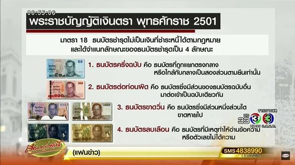 หลักเกณฑ์ แบงก์ขาด-ชำรุด 