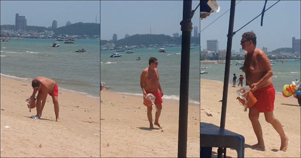 ฝรั่งเดินเก็บขยะ