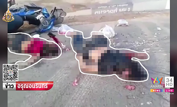 รถพ่วงขับเหยียบหัว 2 นักเรียน 