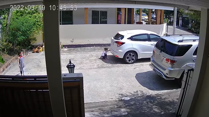 ถอยรถเกือบทับลูกดับ