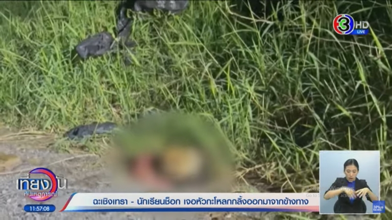 หัวมนุษย์กลิ้งจากพงหญ้า 