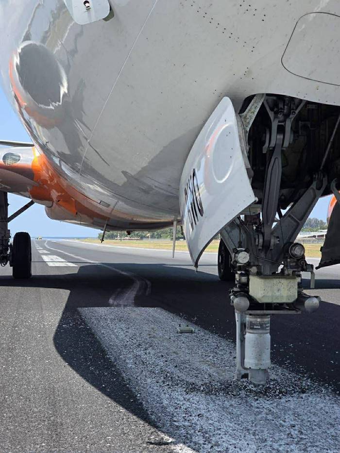 Air India ลงจอด สนามบินภูเก็ต ควันพวยพุ่งที่ล้อ