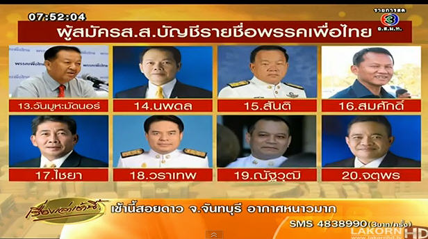 บัญชีรายชื่อพรรคเพื่อไทย 