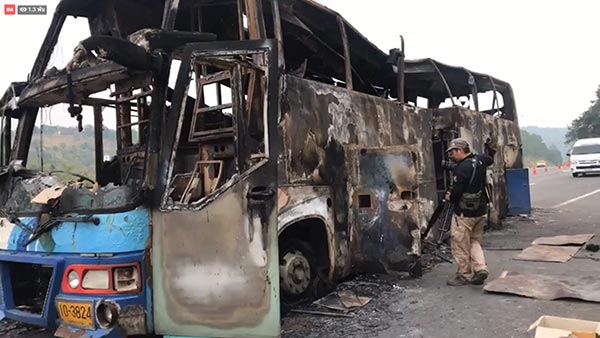 ไฟไหม้รถทัวร์