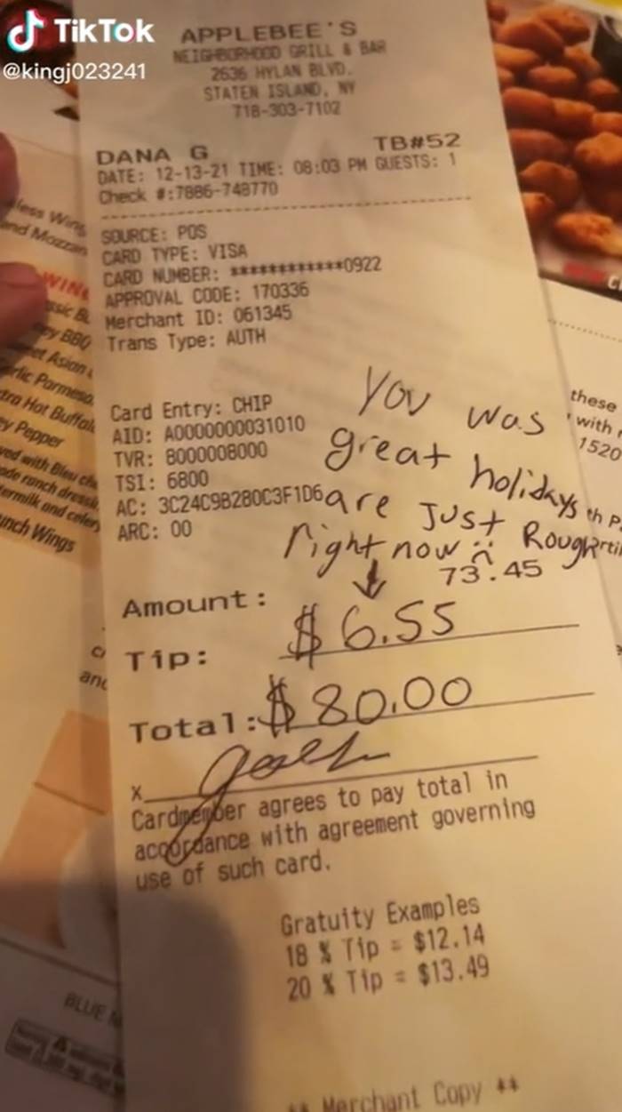 ให้ทิป, ร้านอาหาร