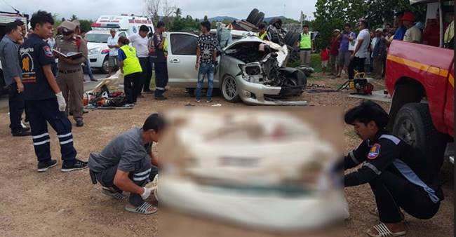 กระบะชนรถเครน