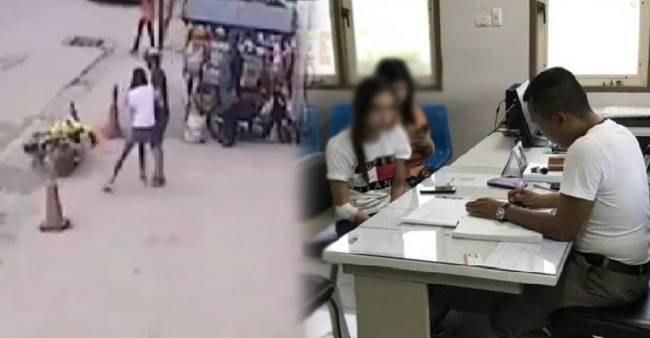 ทำร้ายสาวกลางถนน