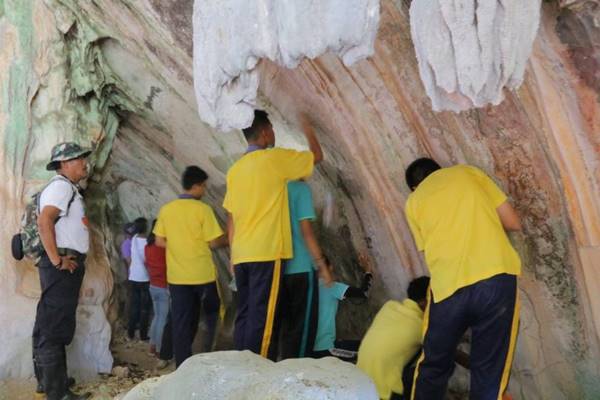 ผู้ว่าฯ พังงา ใช้แปรงขัดผนังถ้ำ 