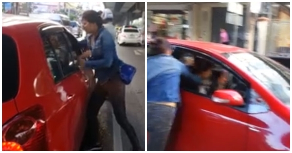 คลิปสาวเดือด รัวหมัดใส่หน้าคู่กรณี เหตุไม่พอใจขับรถจี้ท้าย