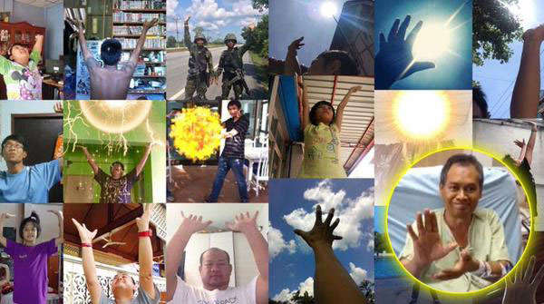 แห่แชร์ภาพชูมือขึ้นฟ้า ติดแฮชแท็กส่งกำลังใจให้ น้าต๋อย เซมเบ้