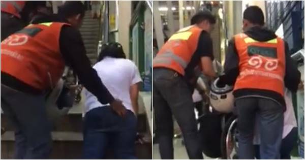 หนุ่มวินมอเตอร์ไซค์ ช่วยยกรถเข็นหญิงพิการขึ้นบีทีเอสทุกวัน หัวใจพี่หล่อมากจริง ๆ 