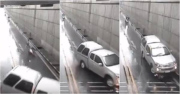 เปิดคลิปอุบัติเหตุน่ากลัว กระบะซิ่งชนมอเตอร์ไซค์ดับที่อุโมงค์ท่าพระ