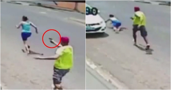 คลิปช็อก ตำรวจโหดวิ่งไล่-รัวกระสุน 11 นัด ยิงเมียตายกลางถนนกลางวันแสก ๆ